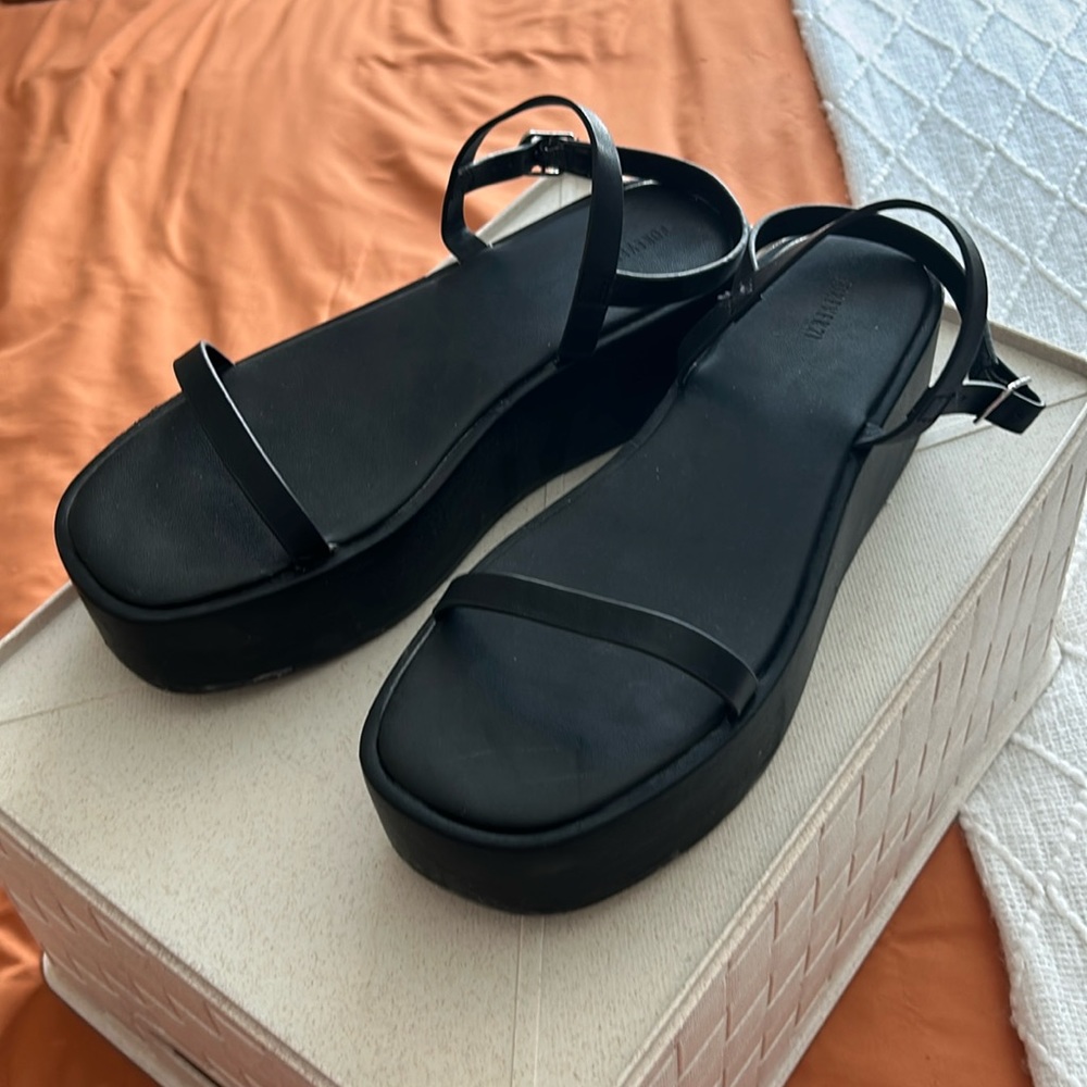 Black Platform Sandals thin Straps